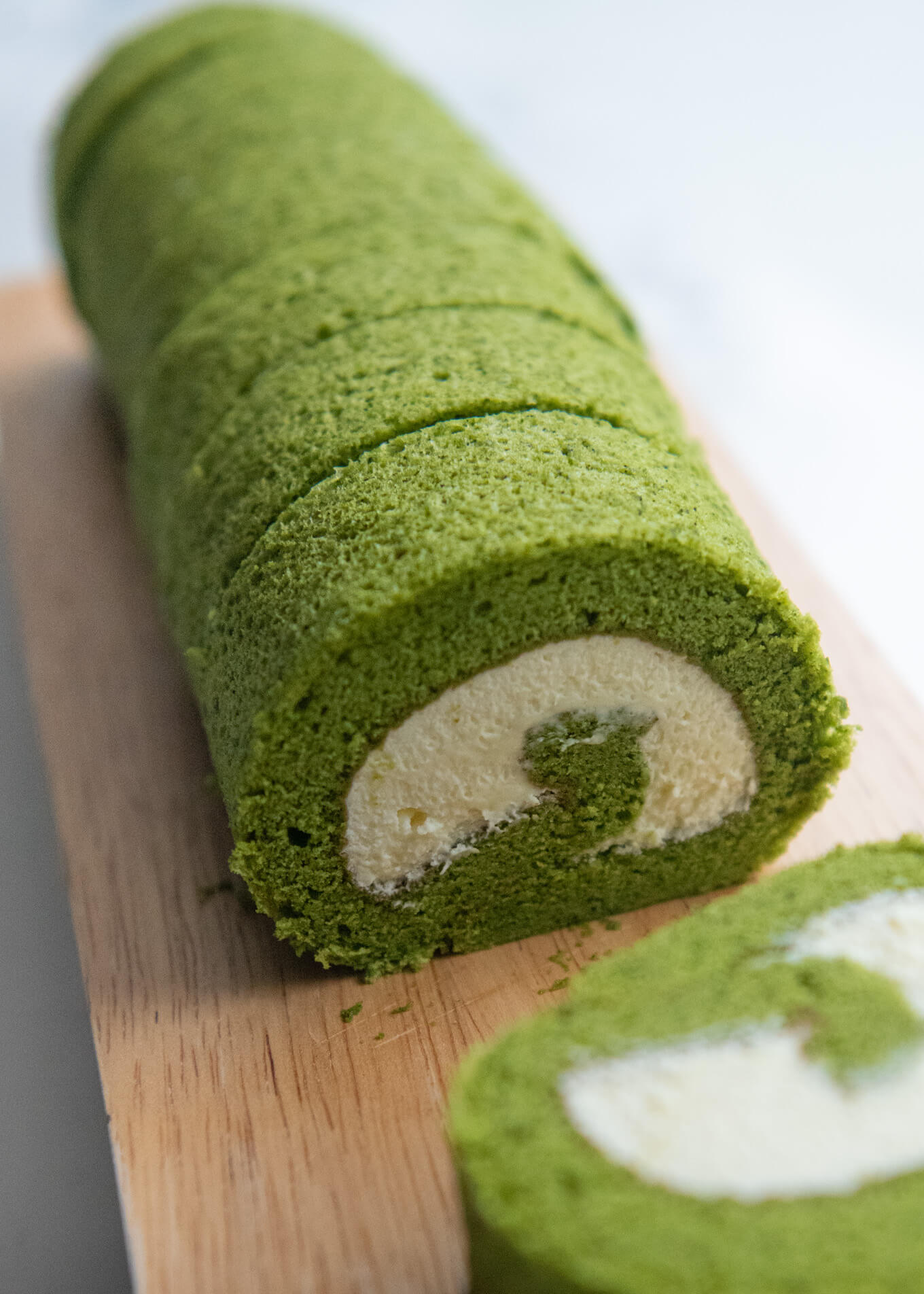 Hero shot of Matcha Roll Cake.