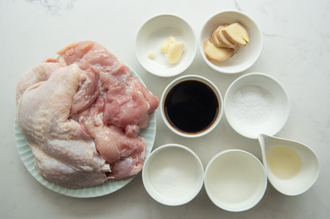 Ingredients for Japanese-style Char Siu Chicken.