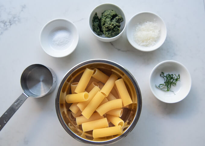 Ingredients for Shiso Pesto Pasta.