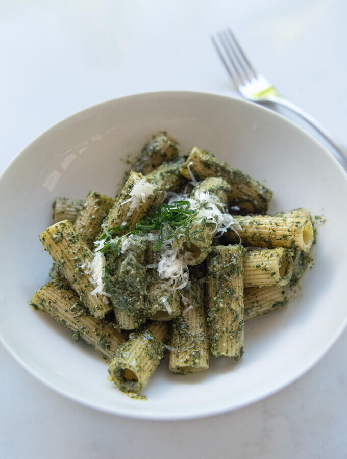 Hero shot of Shiso Pesto Pasta.