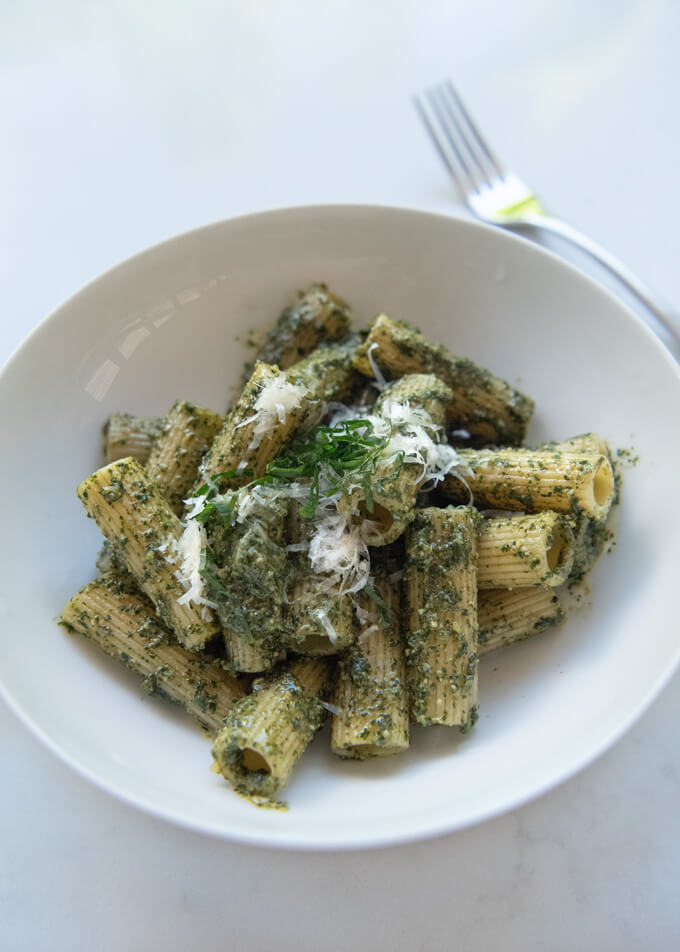 Hero shot of Shiso Pesto Pasta.