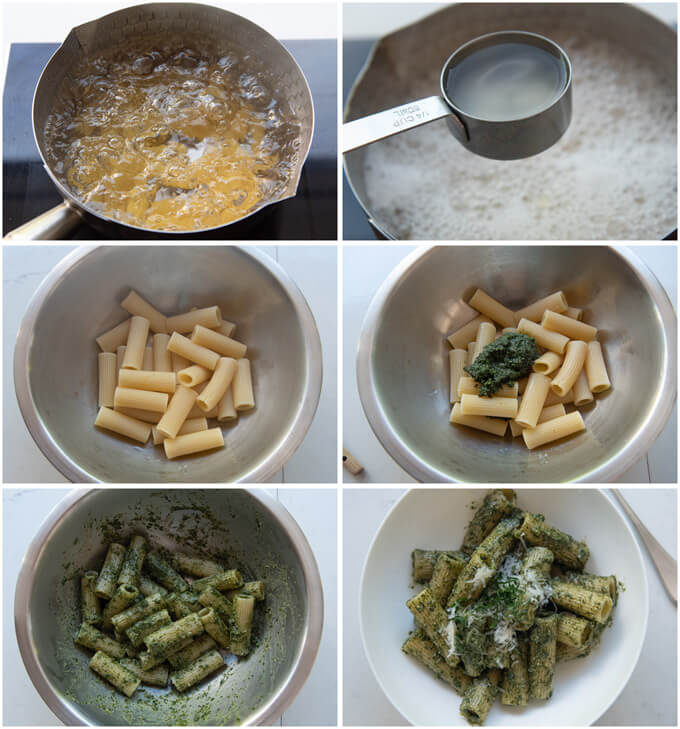 Step-by-step photo of making Shiso Pesto Pasta.