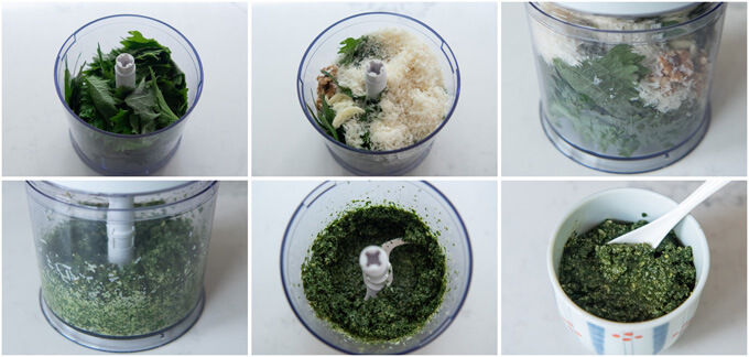 Step-by-step photo of making Shiso Pesto.