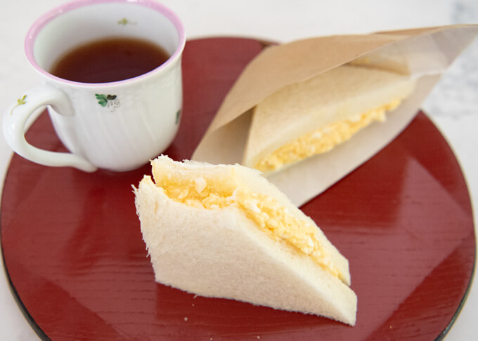 Half eaten Tamago Sando.