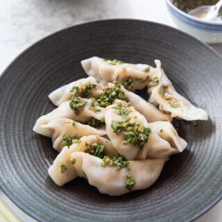 Hero shot of Boiled Gyoza Recipe (Sui Gyoza).