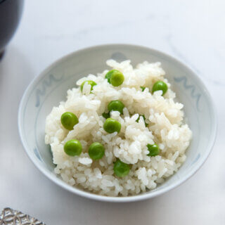 Hero shot of Japanese Green Pea Rice (Mame Gohan).