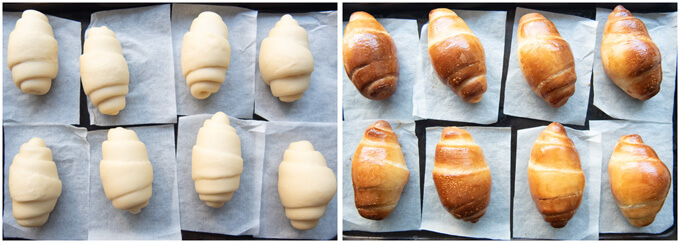 Second rise and baking after overnight storing the rolls.