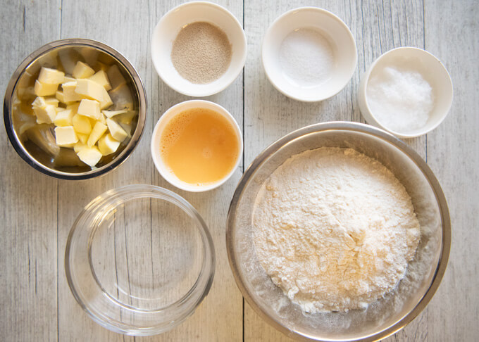 Ingredients for Japanese Butter Rolls.