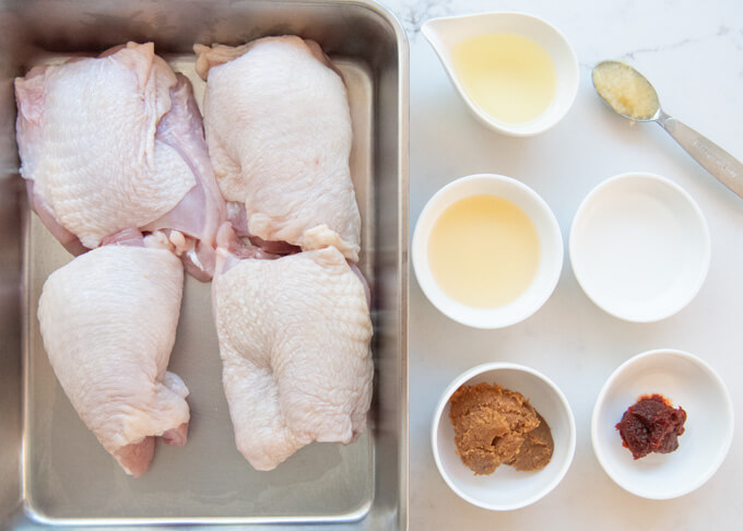 Ingredients for Spicy Miso Marinated Chicken.