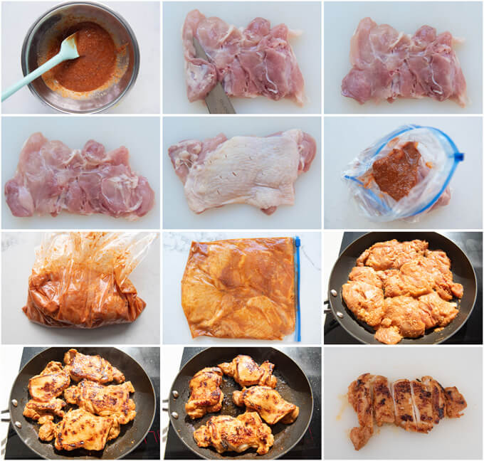 Step-by-step photo of making Spicy Miso Marinated Chicken.