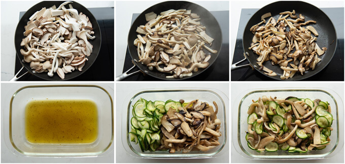 Step-by-step photo of making Marinated Sautéed Mushrooms and Zucchini.